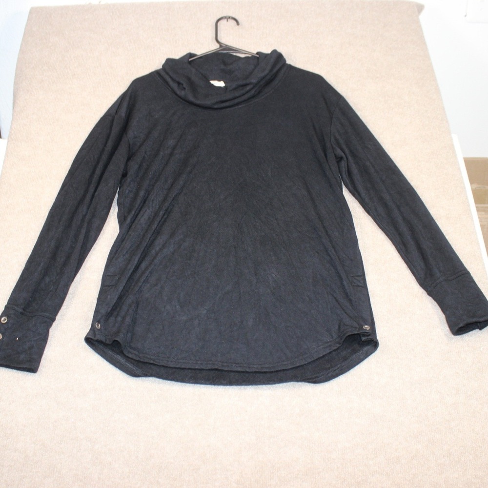 Jane and Delancey Black Cowl Neck Long Sleeve Top Button Cuff Medium